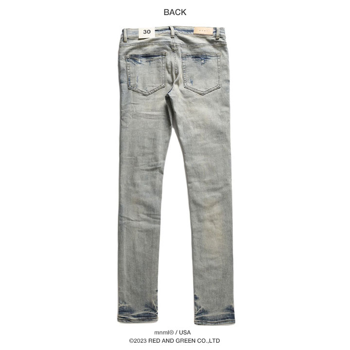 楽天市場】mnml デニム ジーンズ メンズ インディゴライトブルー