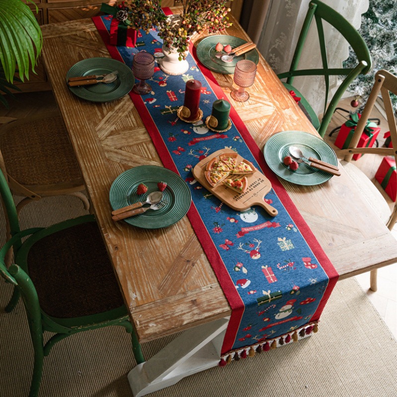 楽天市場】クリスマス テーブルランナー 北欧風 タッセル付き 帯 綿