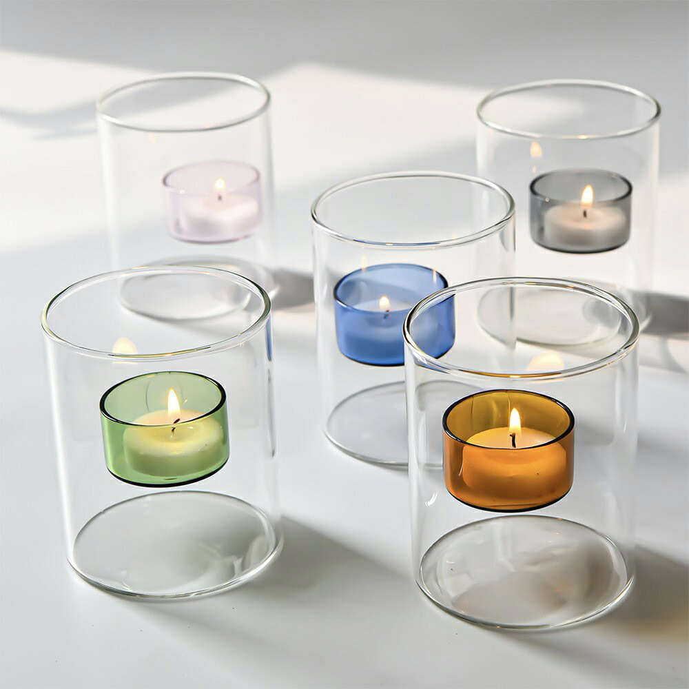 楽天市場】IwaiLoft 浮かぶ光 ガラスキャンドルホルダー 透明感のある