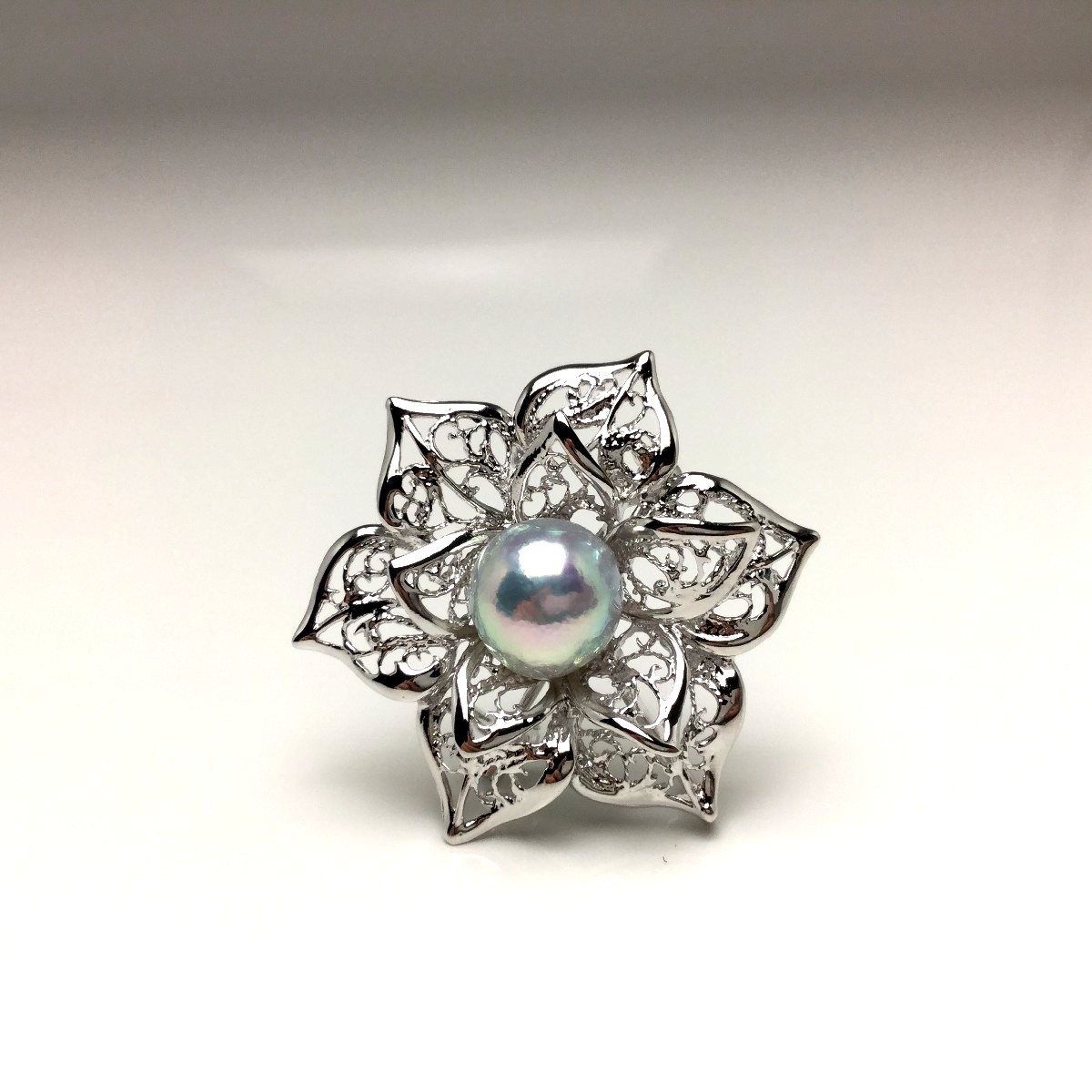 本真珠 アコヤ真珠 ブローチ 9mm シルバー 天然石 イソワパール Isowa