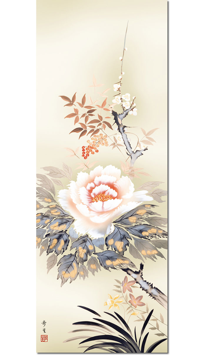 掛け軸 日本画 ［桐の花］絹本 木箱 送料込み！日本画 掛け軸」の人気