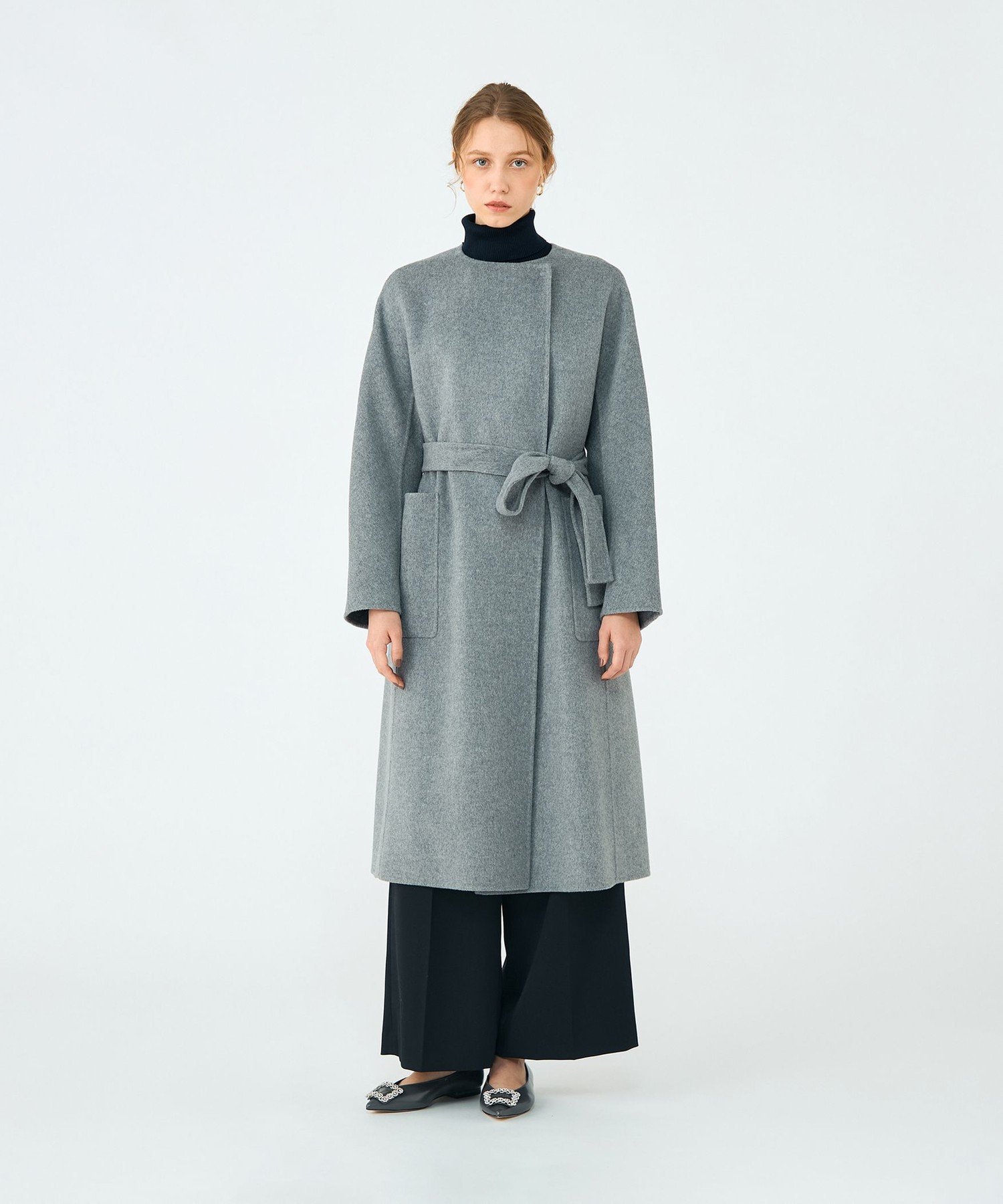 TOMORROWLAND｜プレミアムウールリバー ノーカラーコート | Rakuten