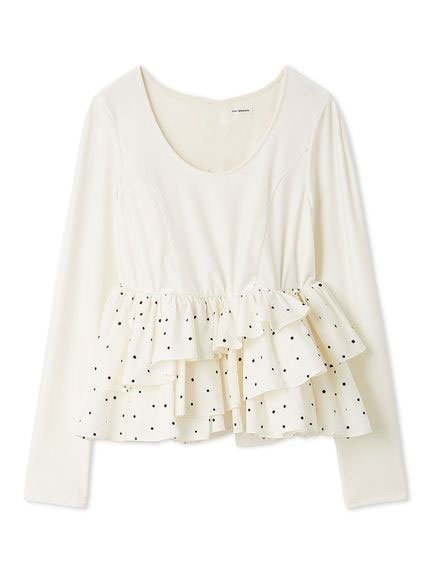 LILY BROWN｜ベロアペプラムフリルトップス | Rakuten Fashion(楽天