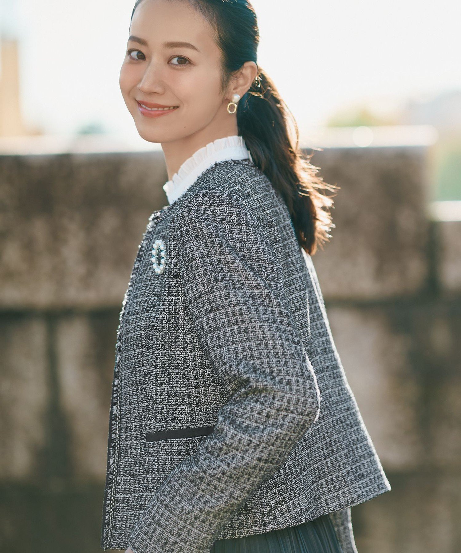 23区｜【セットアップ対応】シャインツイードストレッチ ノーカラー