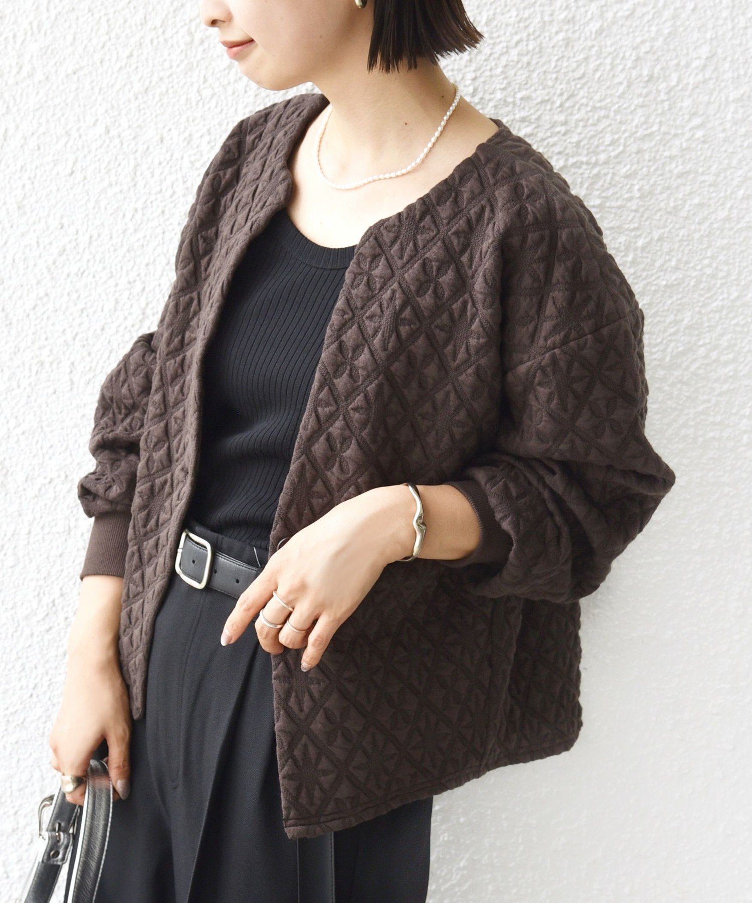 SHIPS キルティング ジャカード カーディガン WEB限定】〈手洗い可能〉キルティング ジャカード カーディガン