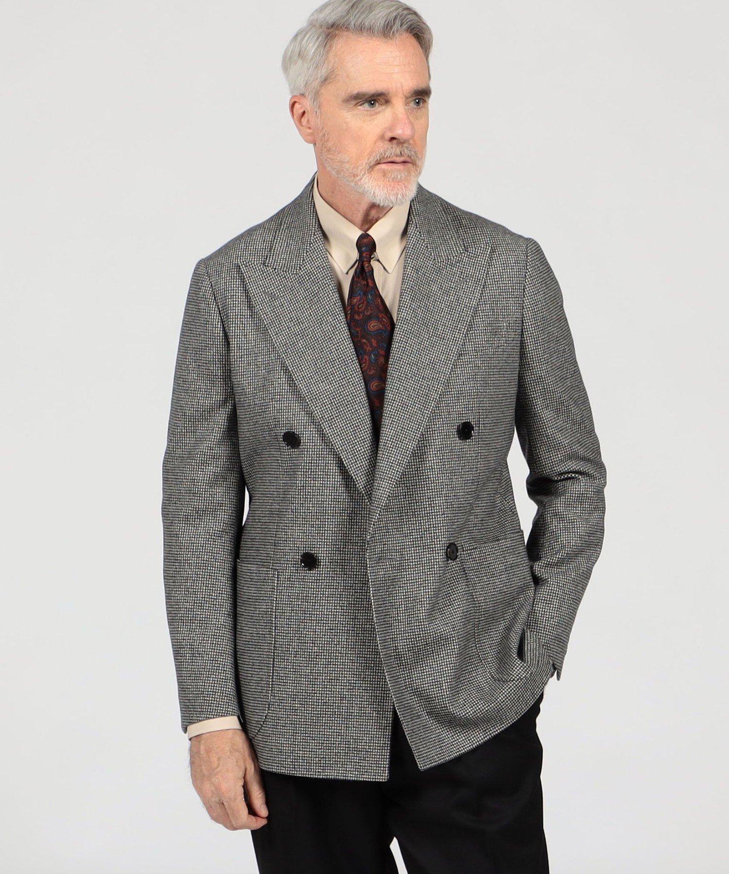 TOMORROWLAND｜ウールフランネル ダブルブレステッド4Bジャケット FOX