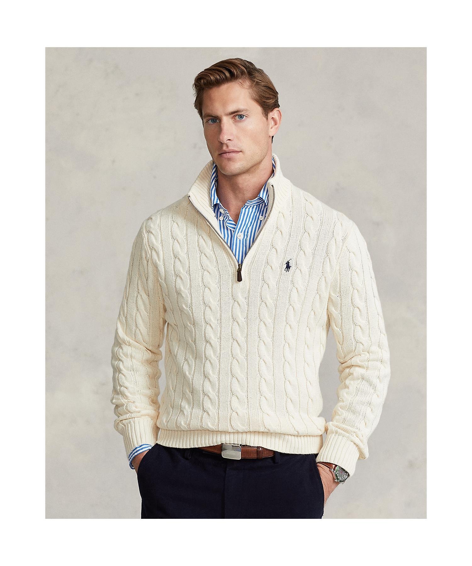 RALPH LAUREN｜ケーブルニット コットン クォータージップ セーター