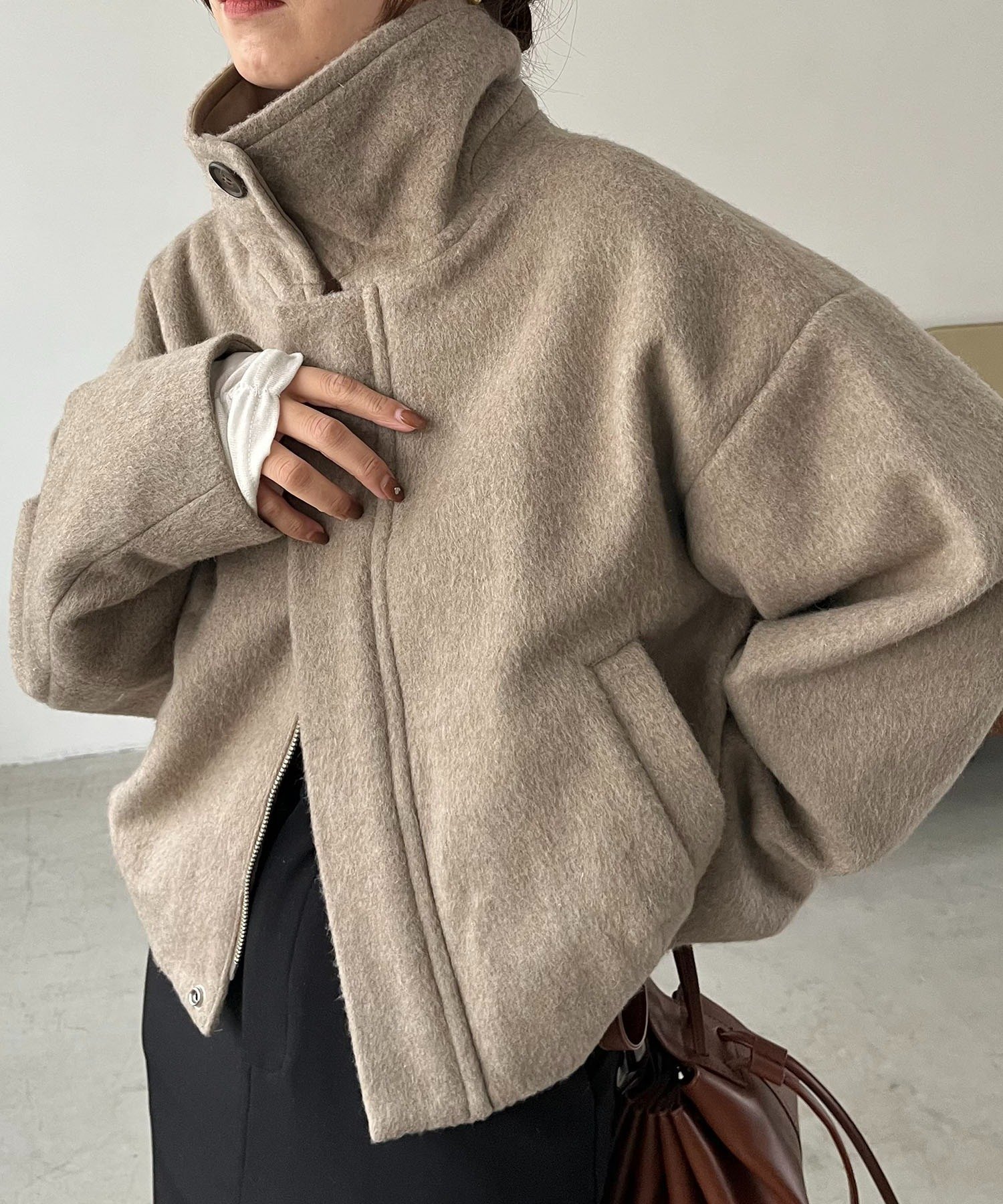 CAPRICIEUX LE'MAGE｜【2WAYで着用可能】スタンドウールショートコート