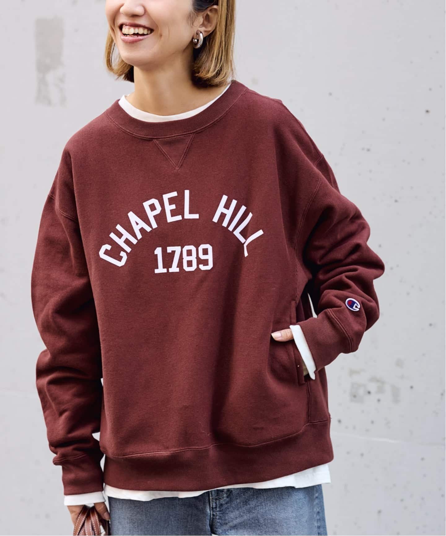 FRAMeWORK｜Champion 別注リバースウィーブ ロゴスウェットポケット