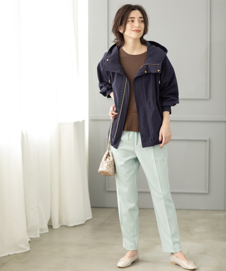 希少 マルニ 上質 コットン混フード付コート ジップ ポリエステル