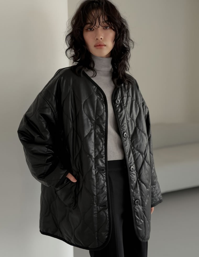 Re:EDIT｜フェイクレザーキルティングジャケット | Rakuten Fashion