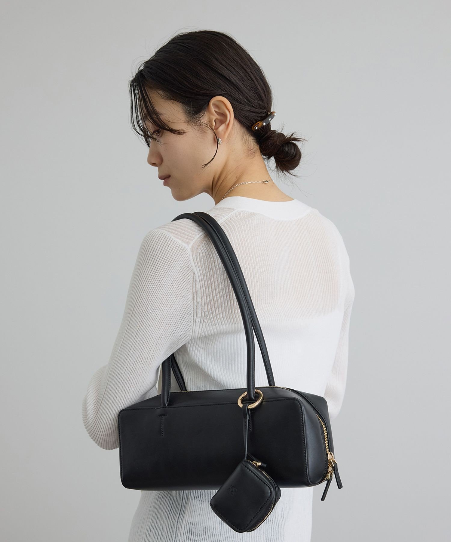 SALON adam et rope'｜ミニポーチ付きスプリットレザーワイドバッグ