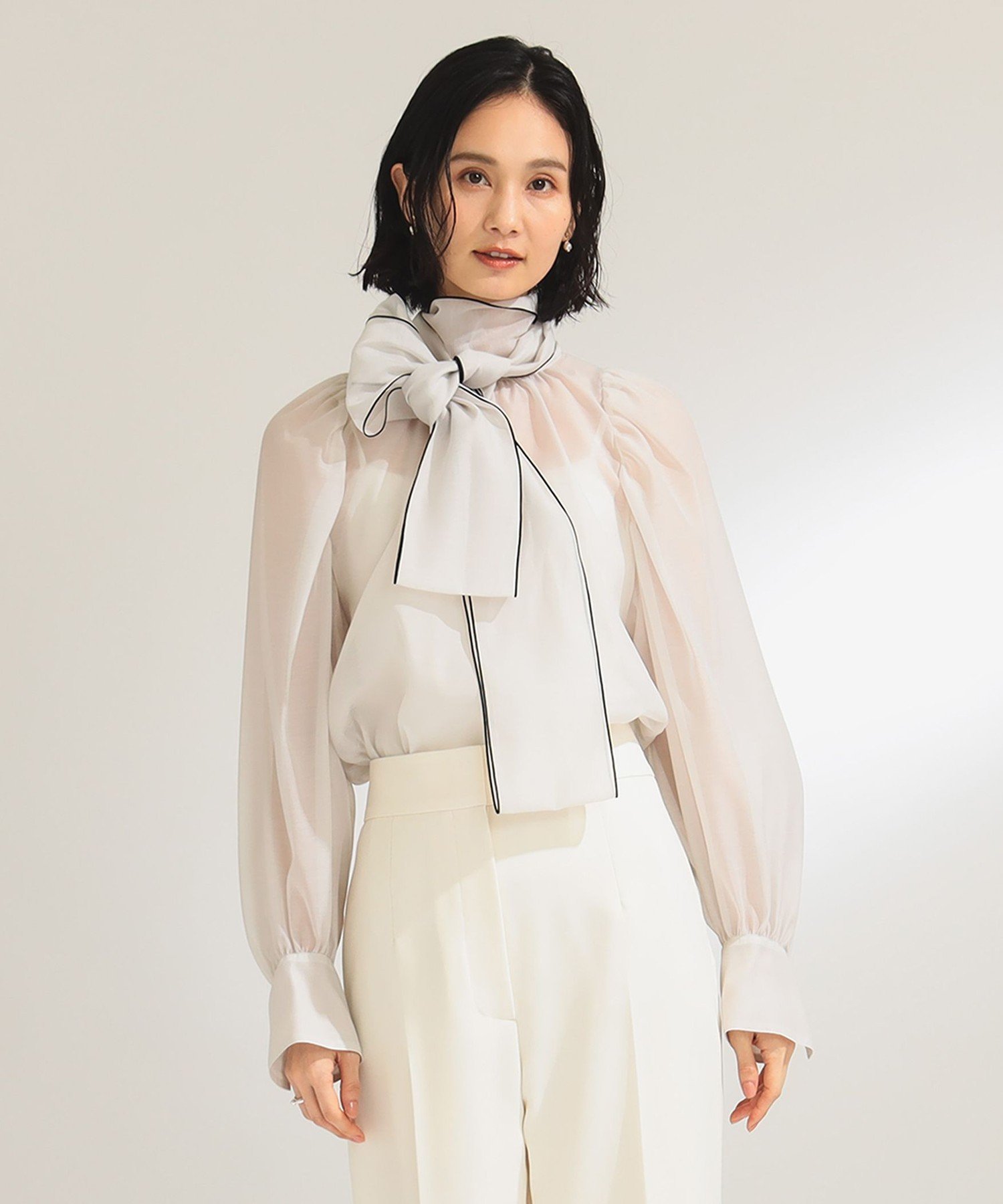 Demi-Luxe BEAMS｜【ビームスの百名品】オーガンジー リボンブラウス