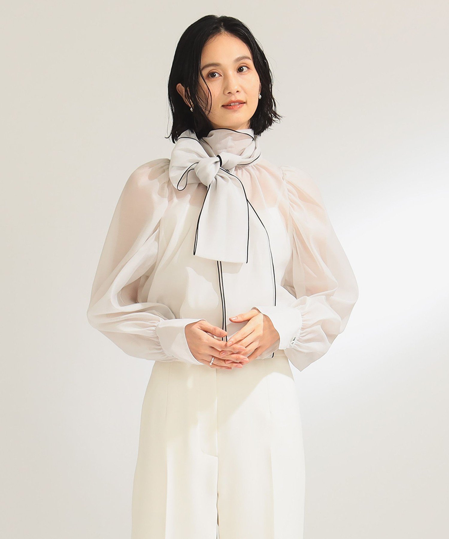 Demi-Luxe BEAMS｜【ビームスの百名品】オーガンジー リボンブラウス