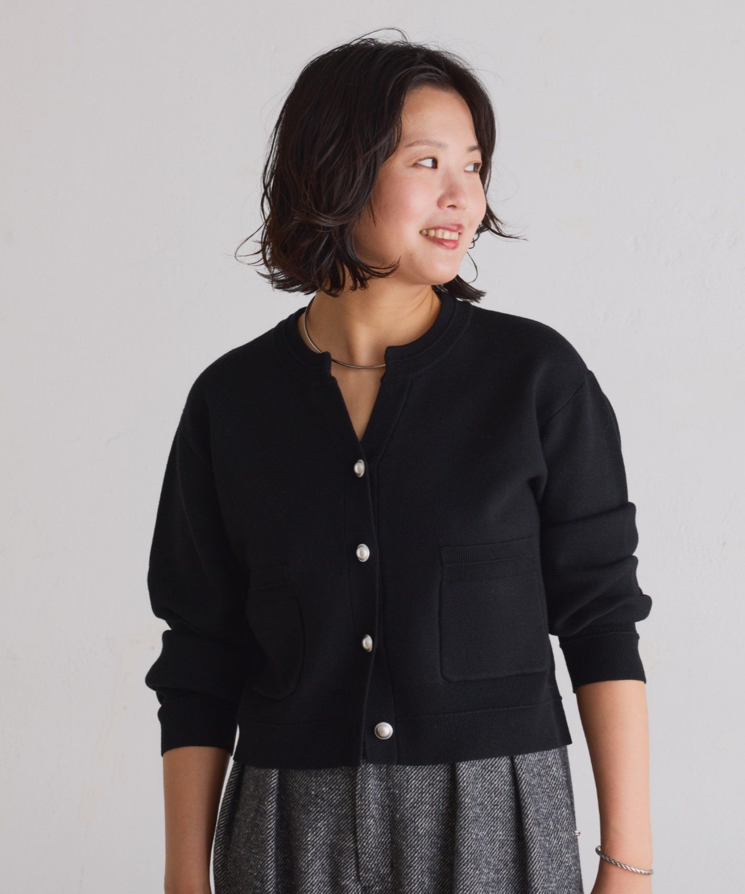 COLLAGE GALLARDAGALANTE｜スキッパースウェットライクカーディガン