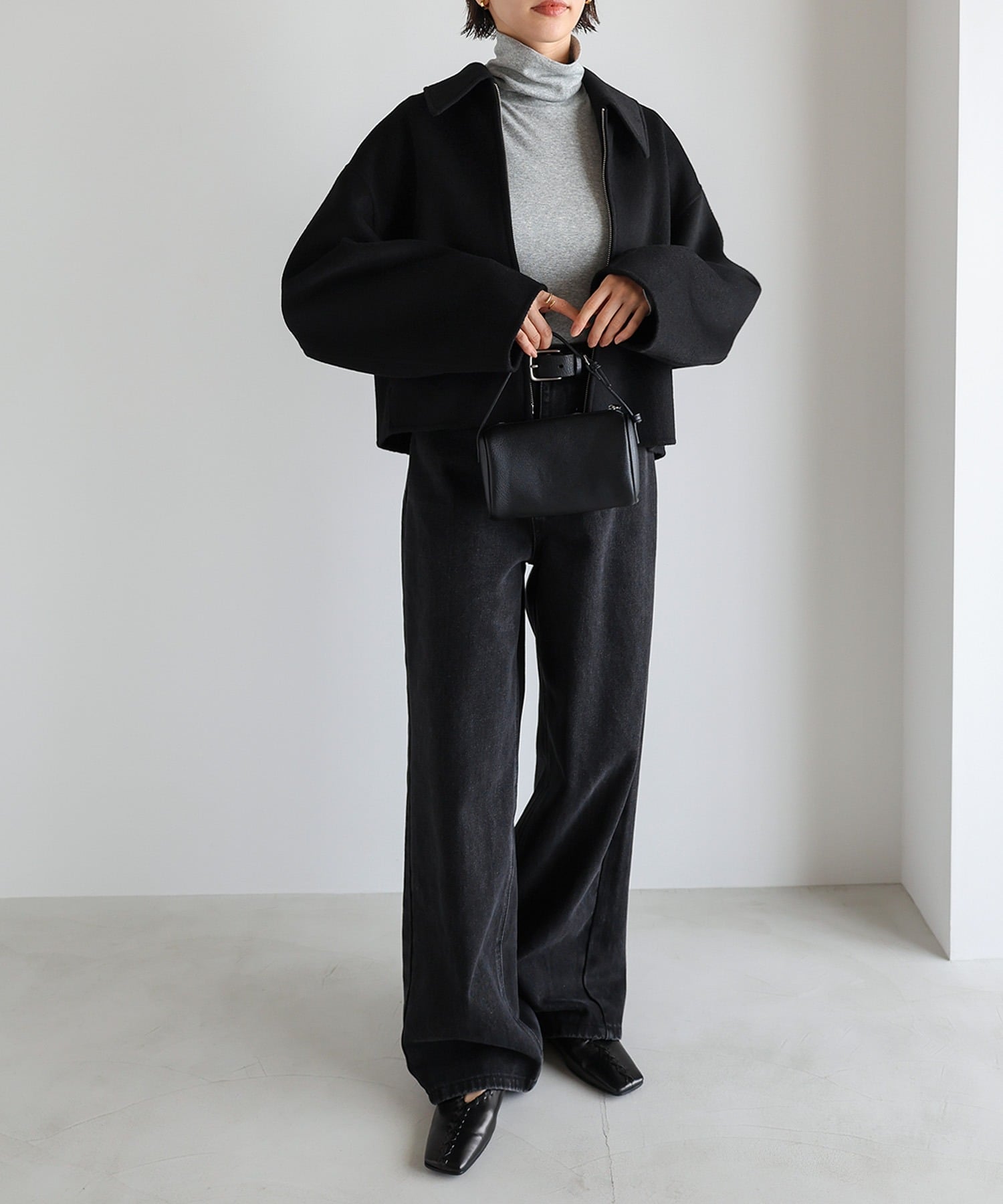 andme｜リバー ジップ ショート コート evernavy エバーネイビー