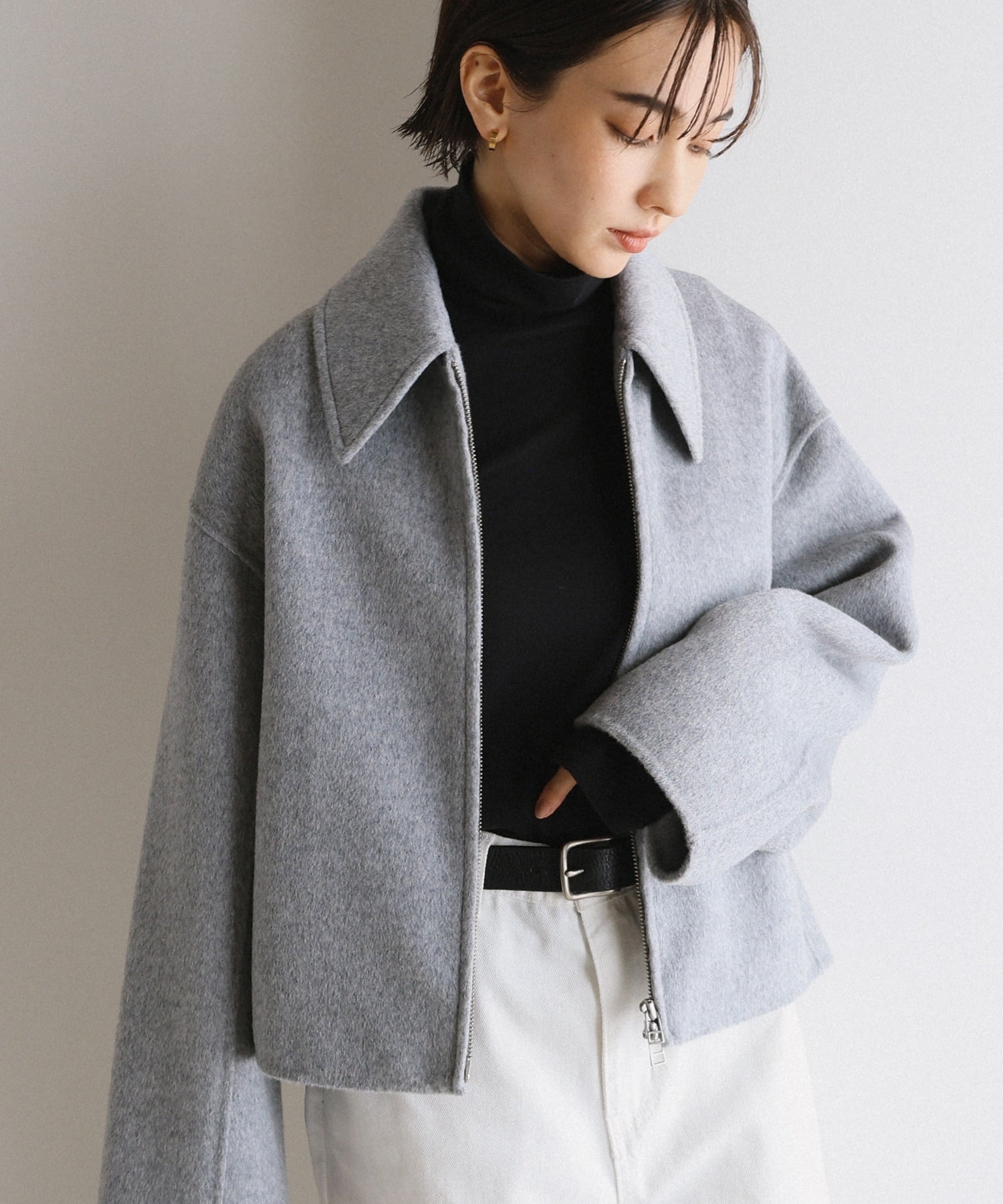 andme｜リバー ジップ ショート コート evernavy エバーネイビー