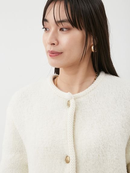 Mila Owen｜金釦ムートンライクボアニットカーディガン | Rakuten