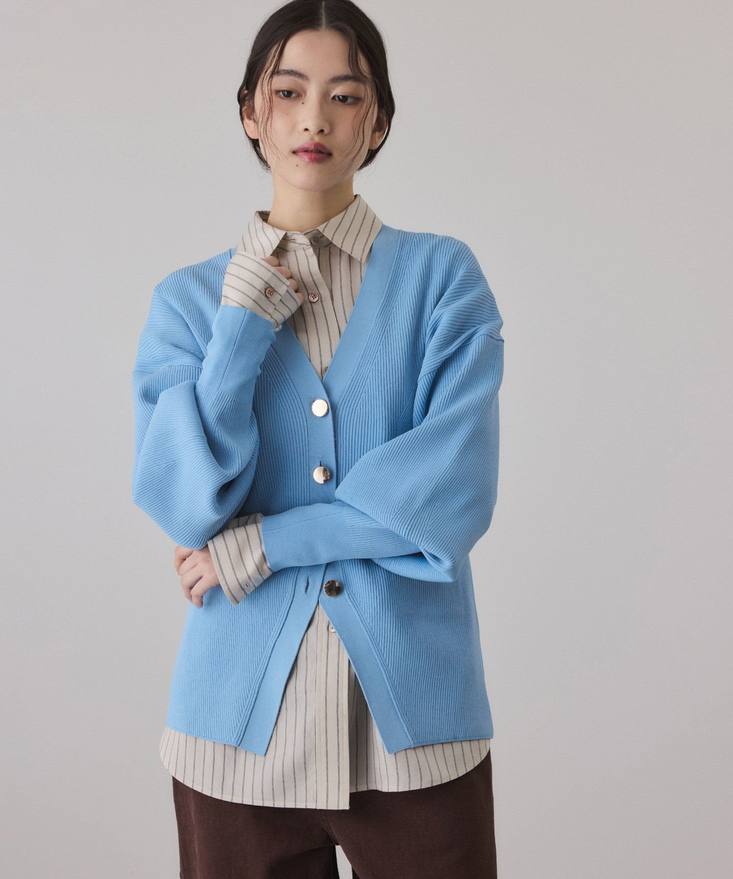 ADAM ET ROPE'｜【サステナブル】フォルムリブカーディガン | Rakuten