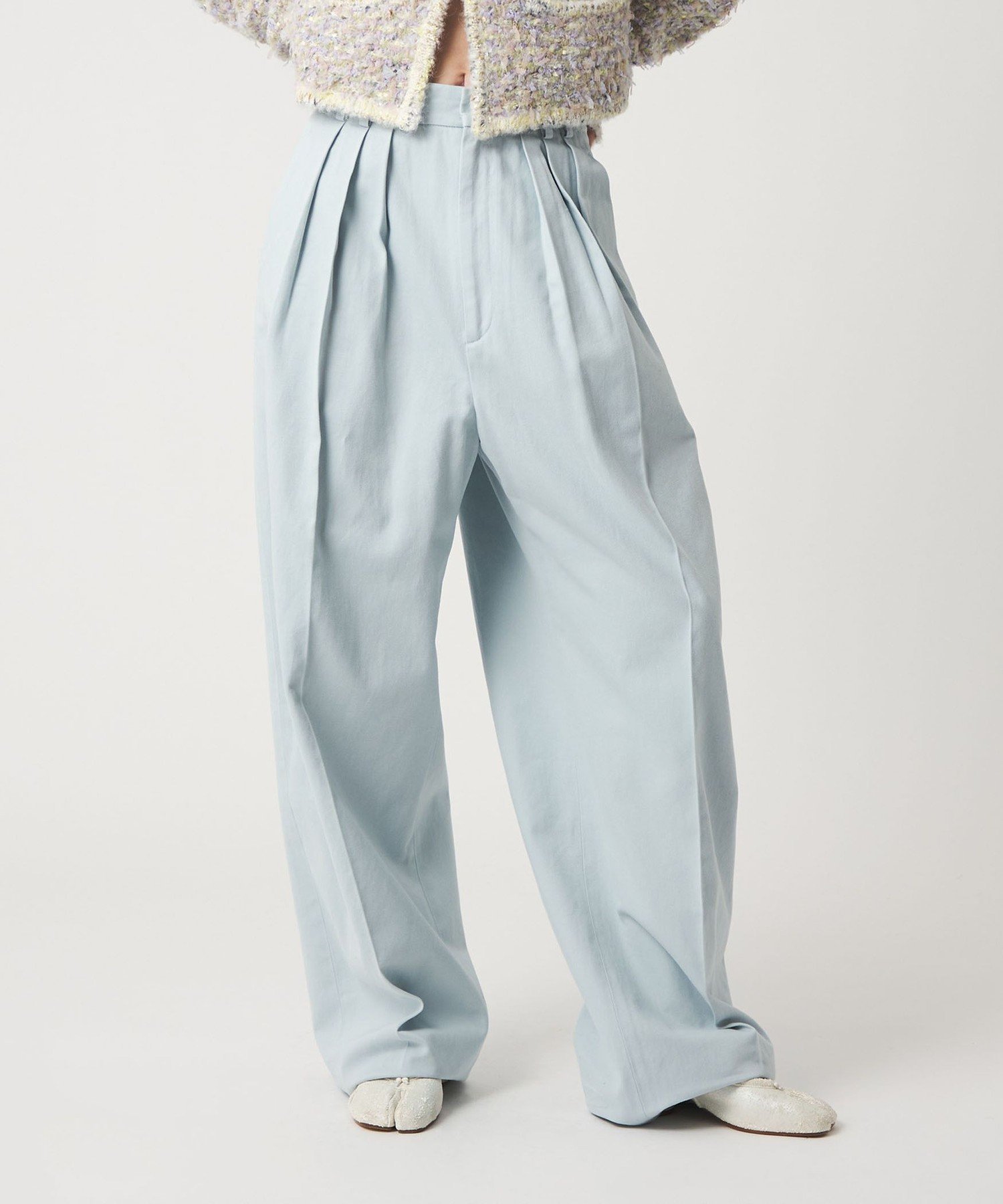 6 roku コットンレーヨンタックパンツ 6(ROKU)＞コットンレーヨン タックパンツ