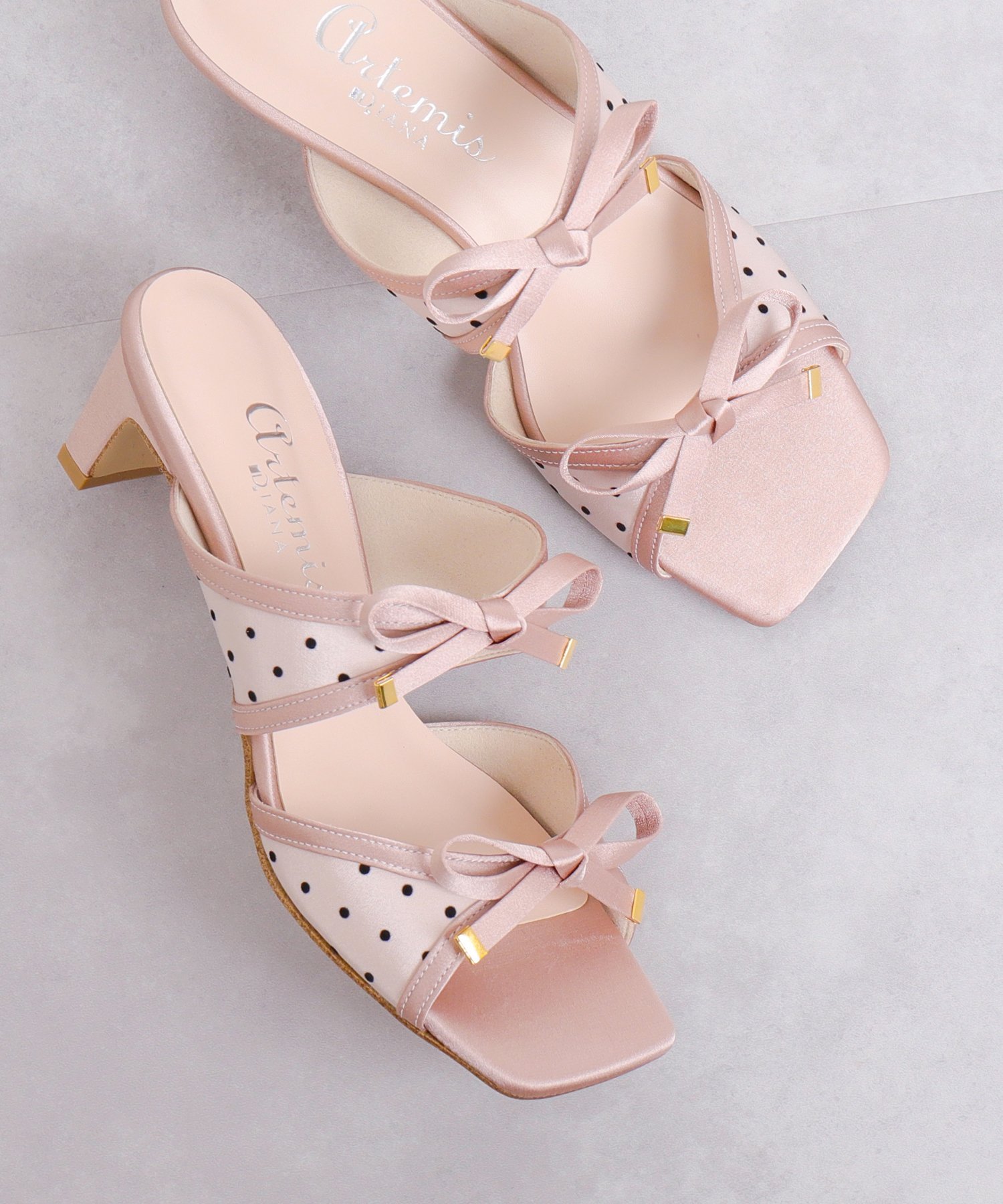 artemis by DIANA｜ドット柄ダブルリボンミュールサンダル | Rakuten