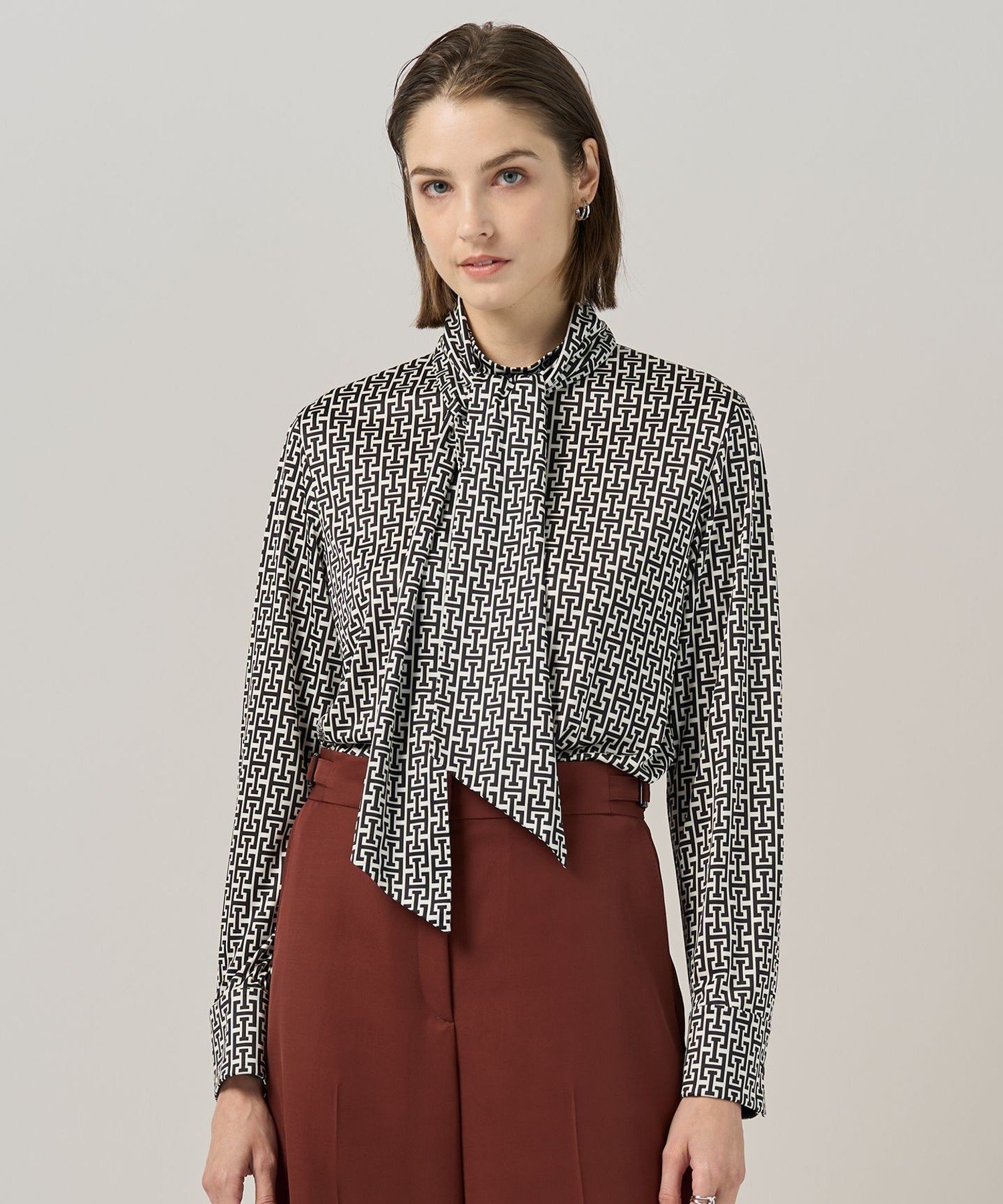 ICB｜【30th ANNIVERSARY】 モノグラムプリントシフォン バンドカラー