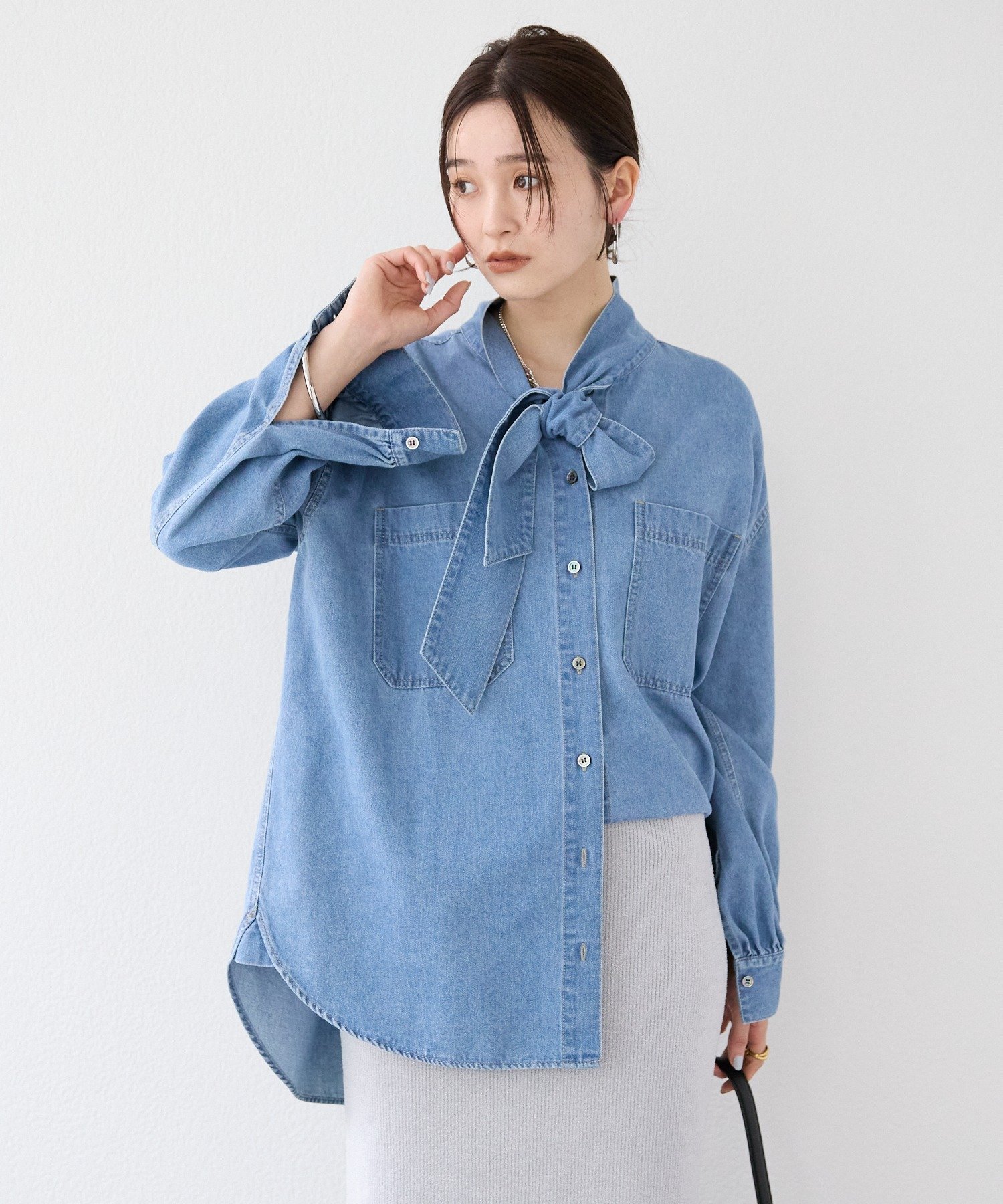 RIVE DROITE｜【新色追加/抜け感】デニムボウタイシャツ | Rakuten
