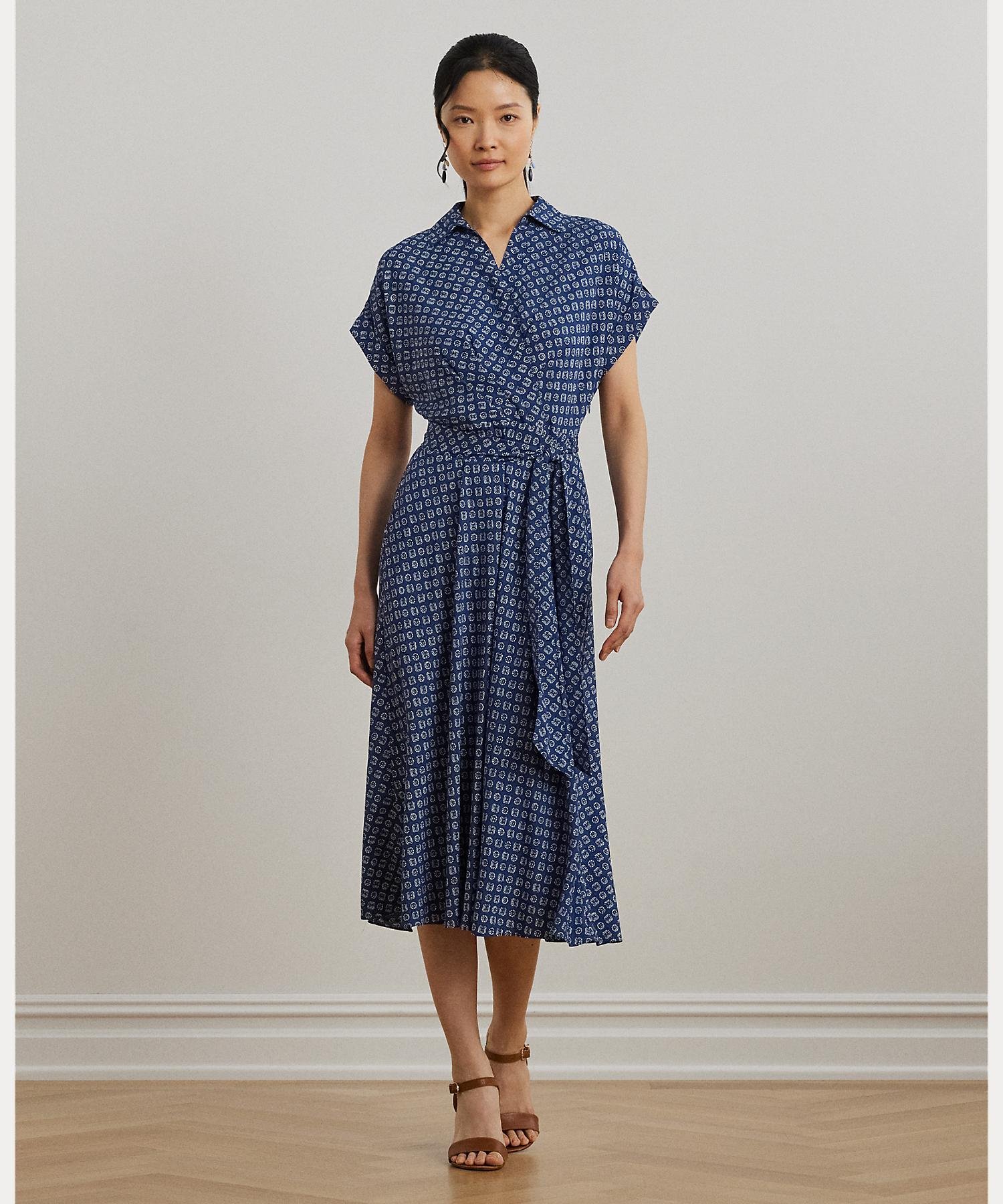 RALPH LAUREN｜ベルテッド ストライプド コットン シャツドレス