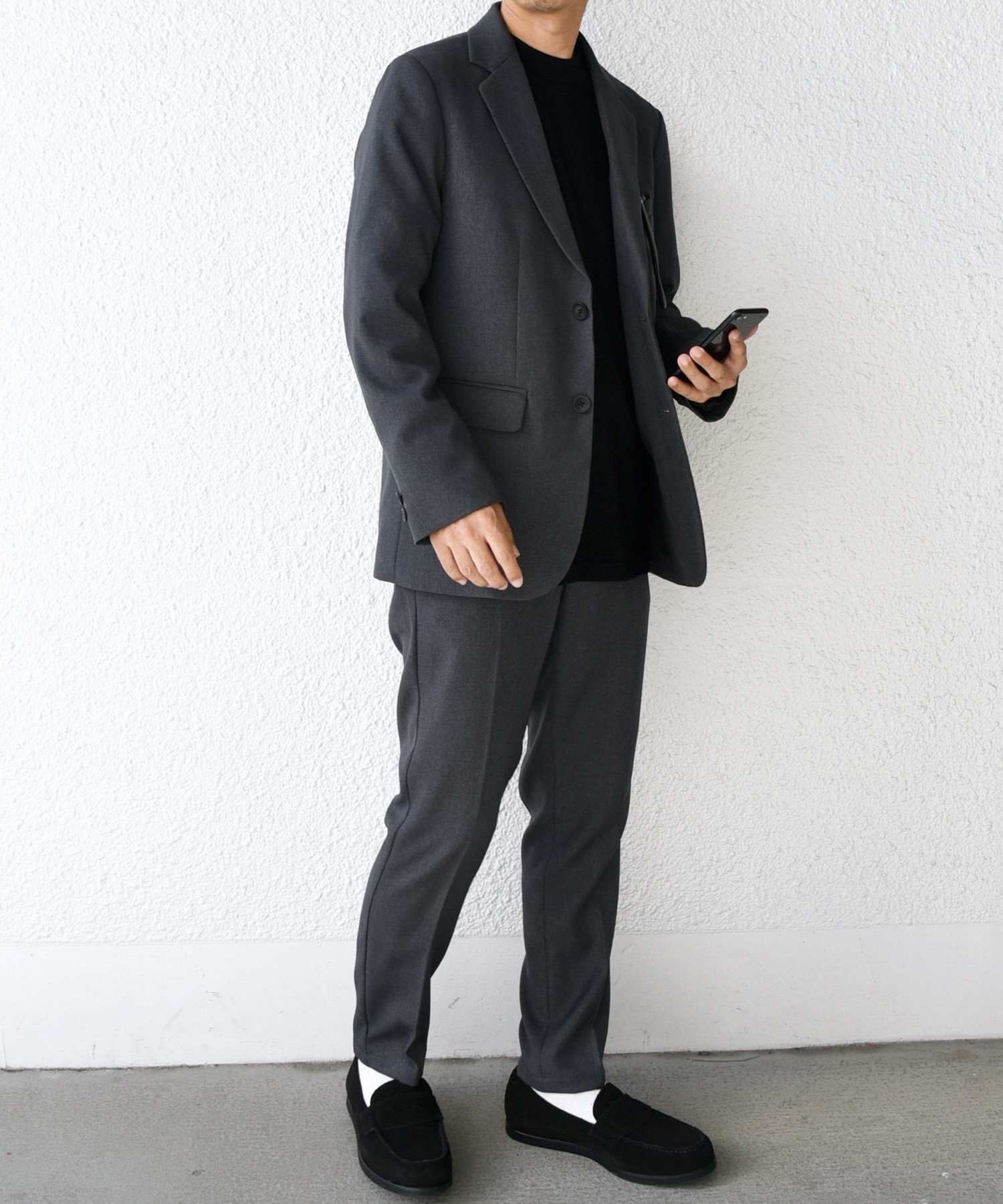 美品 PAPAS アンゴラ ウール 2B セットアップ スーツ L ブラック SHIPS｜SHIPS any:<洗濯機可能>ウールライク ストレッチ セットアップ