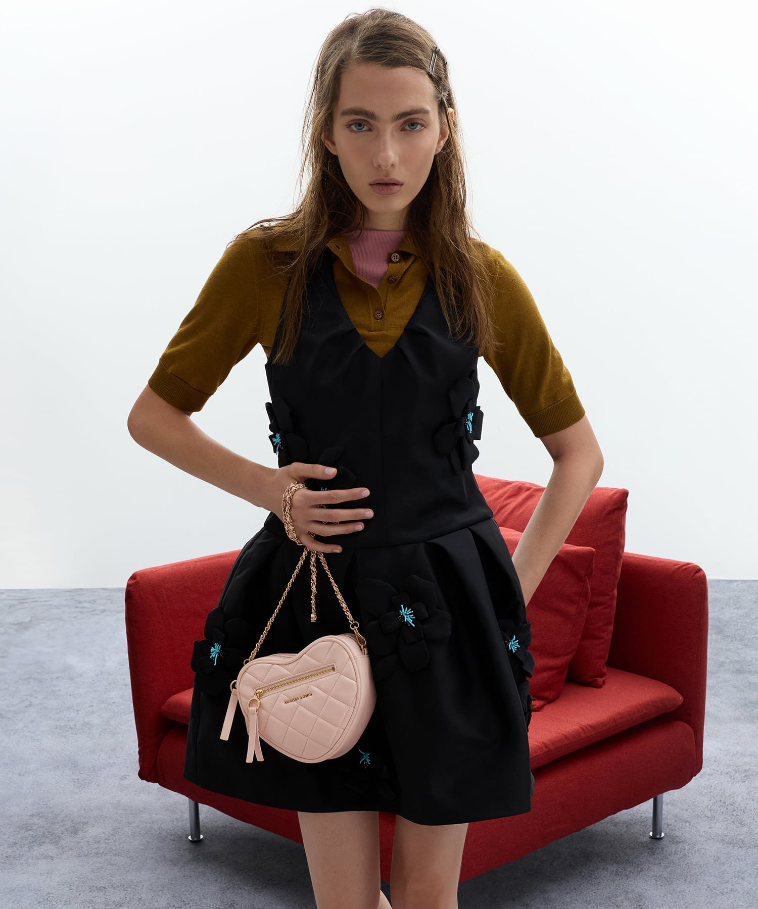 CHARLES & KEITH｜Paffuto パフート キルトハートクロスボディバッグ