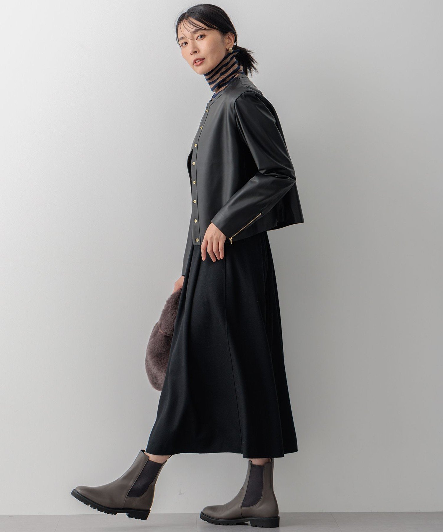 新品☆ANAYI ラムレザークルー ジャケット/ セオリー、23区、セル