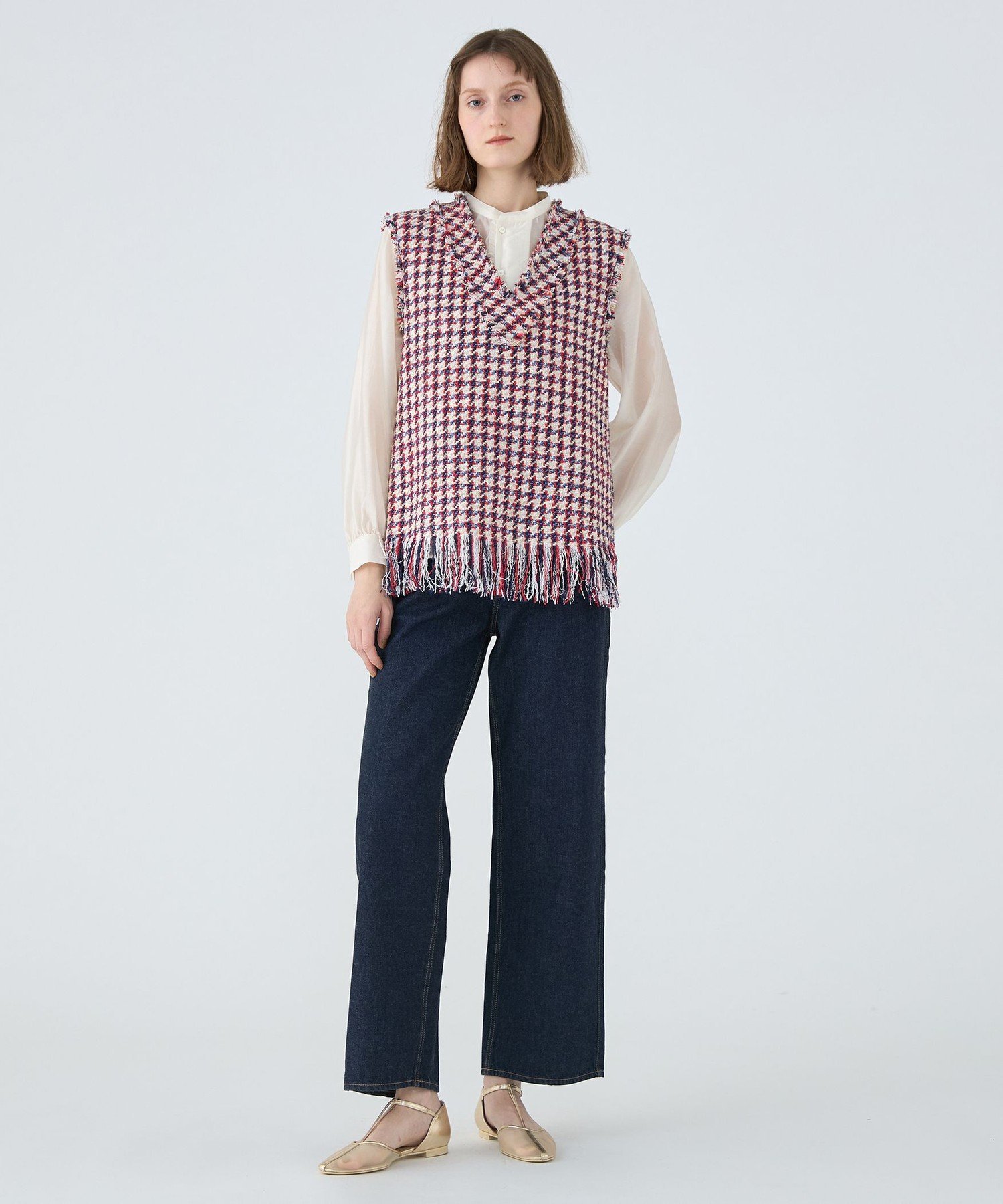 TOMORROWLAND｜メタリックツイード Vネックベスト | Rakuten Fashion