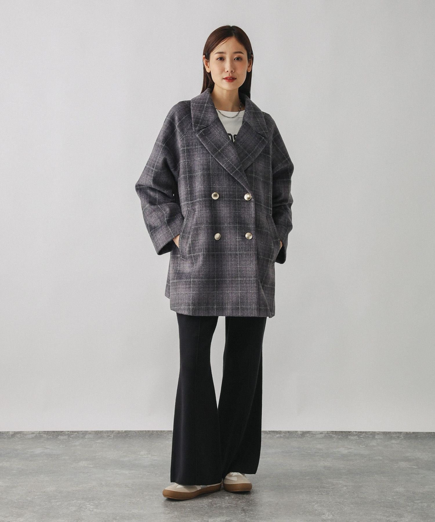 GLOBAL WORK｜軽やかストレッチ襟2WAYミドルコート/499658 | Rakuten