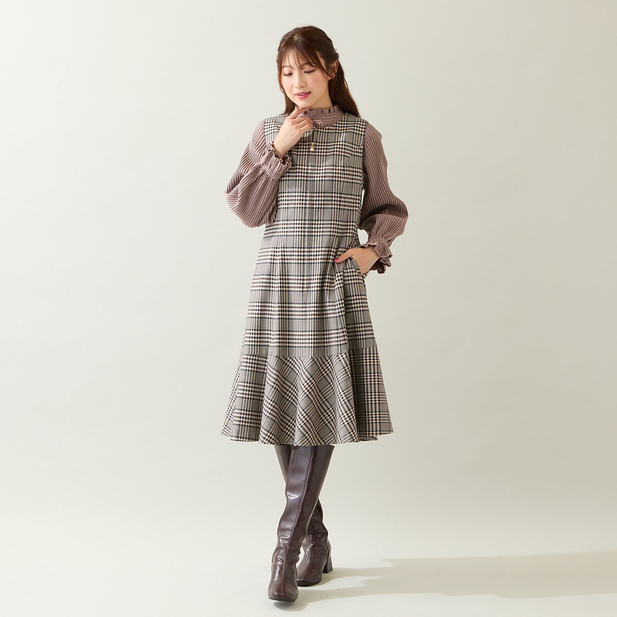 Rose Tiara｜MIXチェックジャンパースカート | Rakuten Fashion(楽天