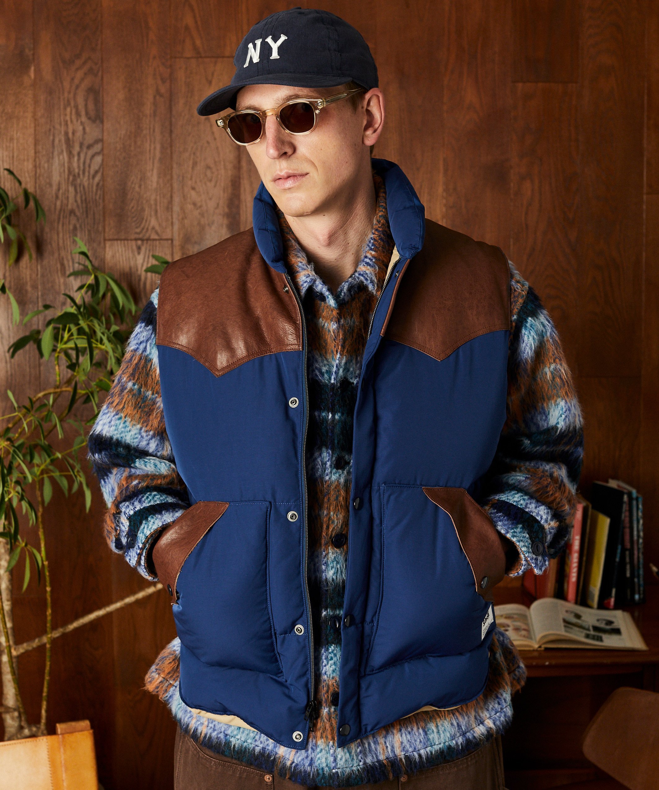 Schott｜LEATHER COMB. VEST/レザー コンビベスト | Rakuten Fashion