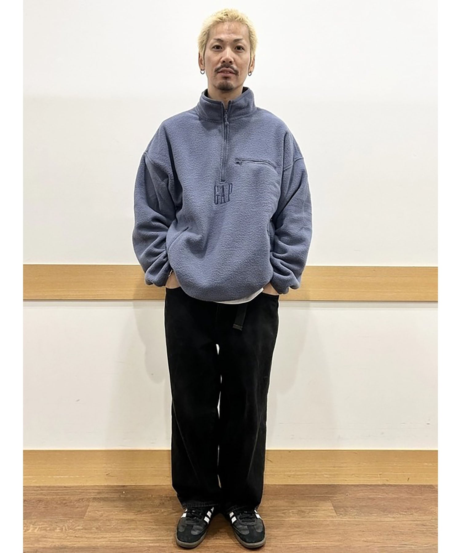 GAP｜(U)ボア オーバーサイズ ハーフジップ GAPロゴプルオーバー