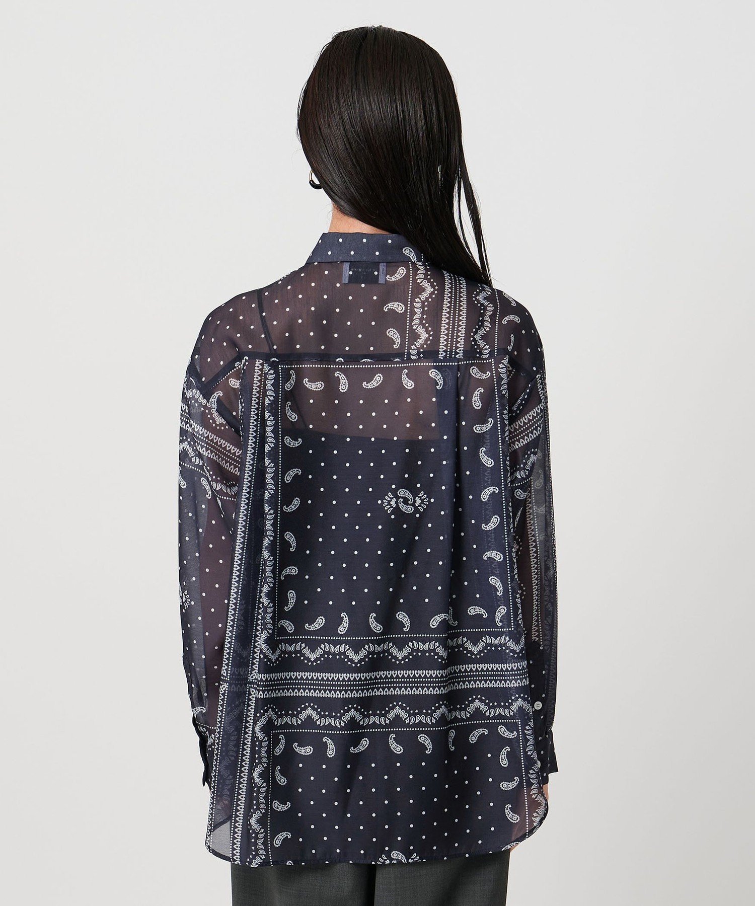 UNITED ARROWS｜オーガンジー プリント シャツ -ウォッシャブル