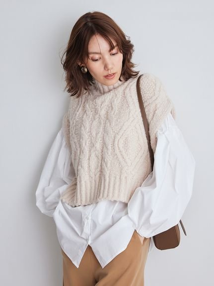 Mila Owen｜【セットアイテム】ケーブルベストシャツレイヤードSET