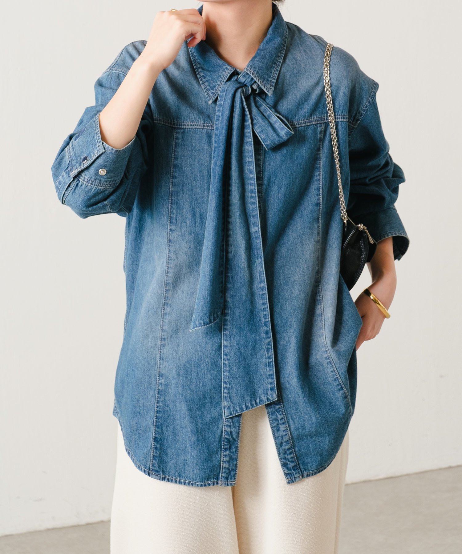 COLLAGE GALLARDAGALANTE｜ボウタイデニムシャツ | Rakuten Fashion