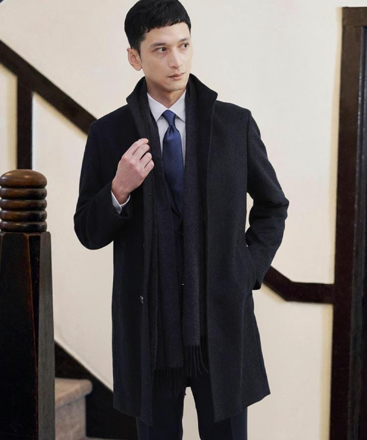 TAKEO KIKUCHI｜【ウールカシミヤブレンド】ビーバー調 スタンドカラー