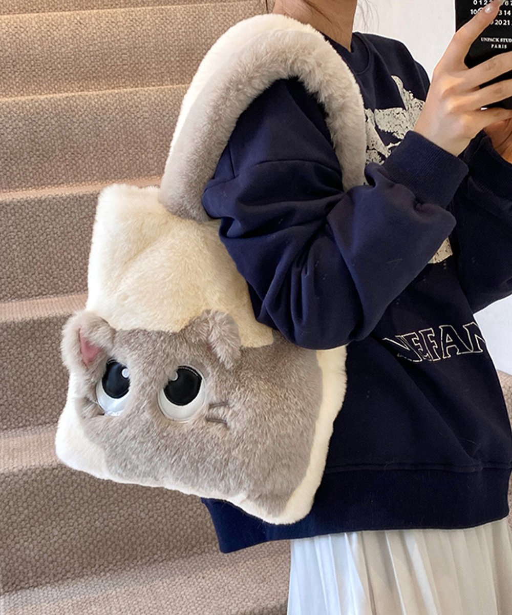 miniministore｜ファートートバッグ ふわふわ 猫柄鞄秋冬 | Rakuten