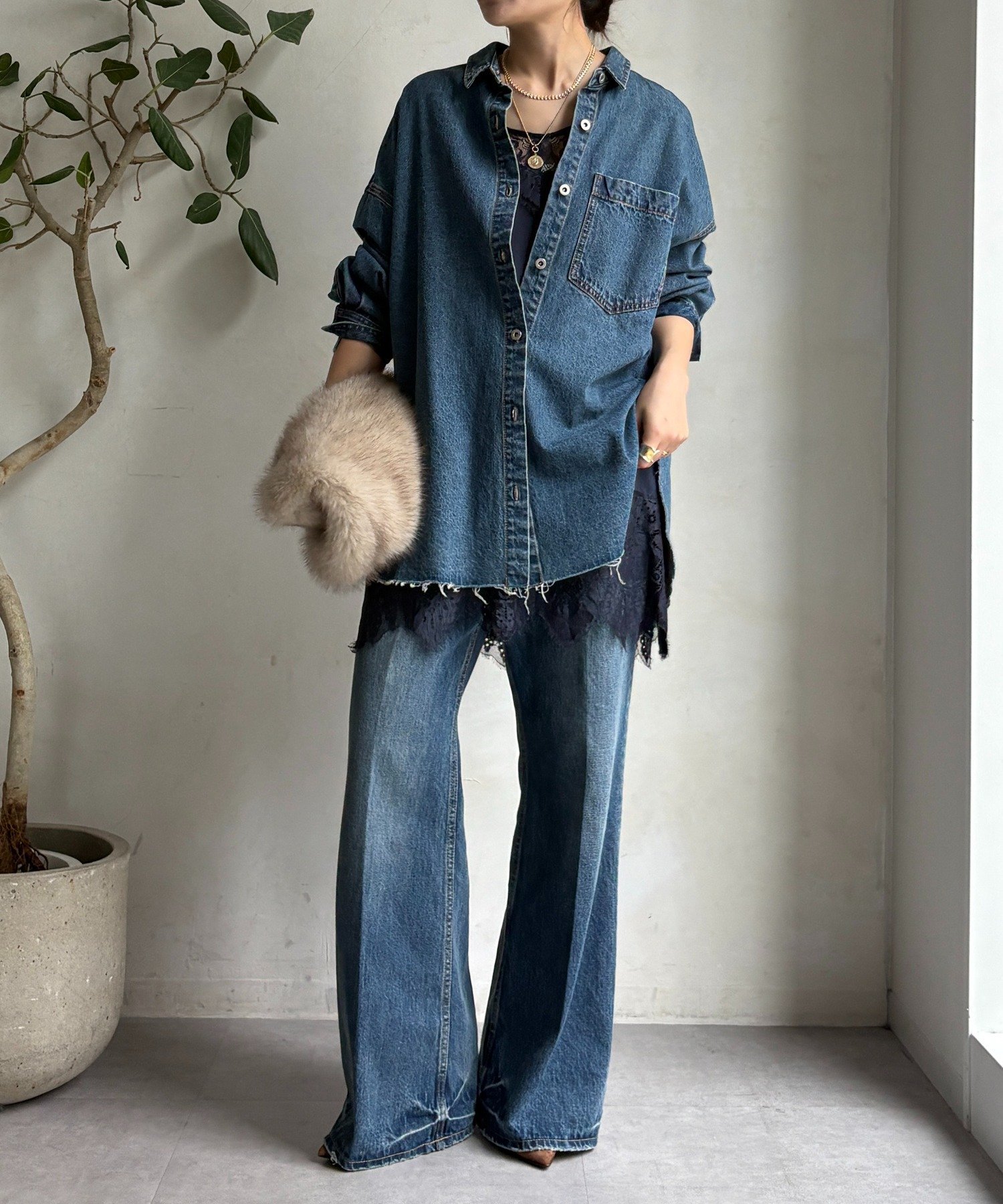 DOUDOU｜【新色追加】ダメージデニムシャツ | Rakuten Fashion(楽天