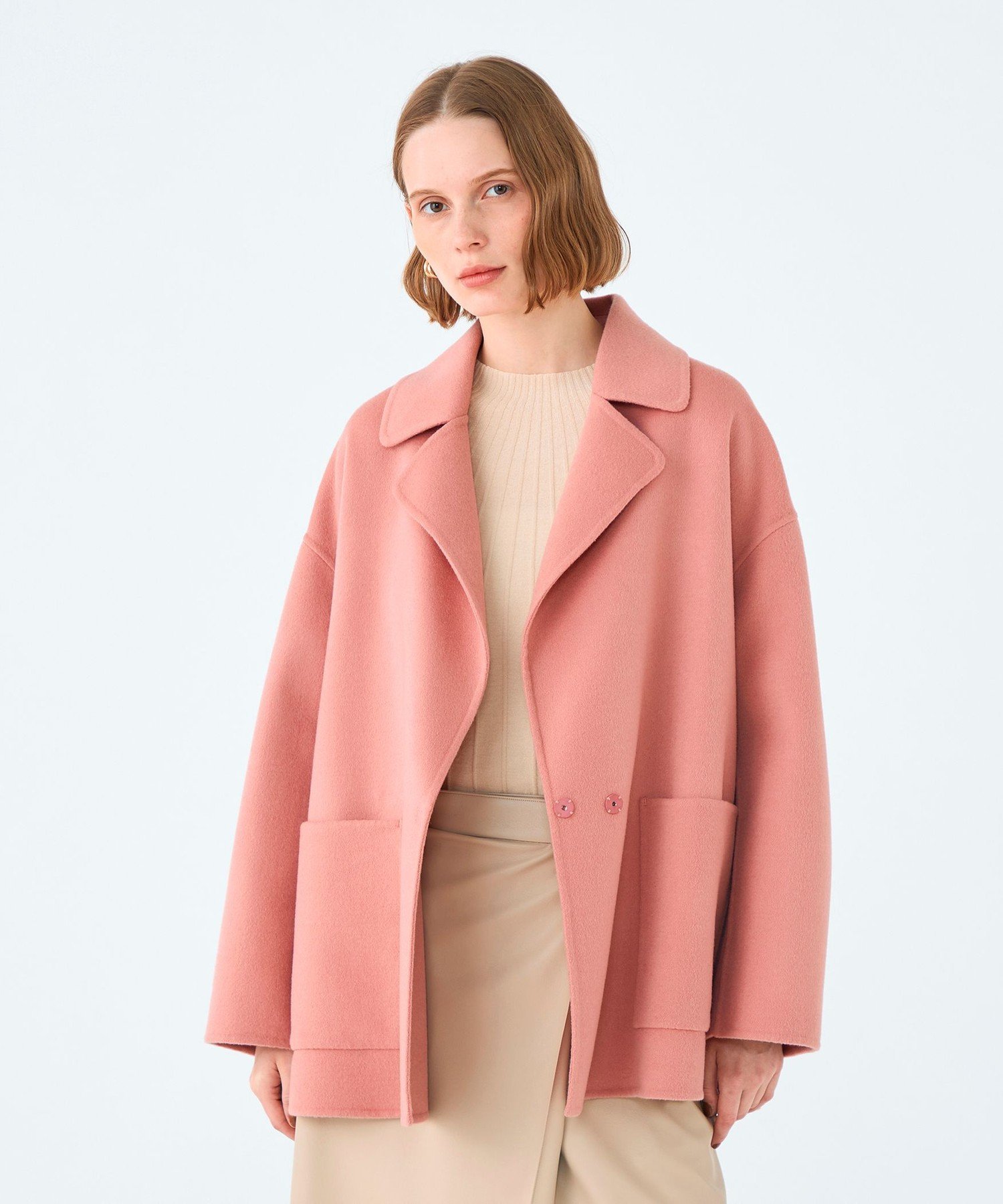 TOMORROWLAND｜プレミアムウールリバー オープンカラーショートコート