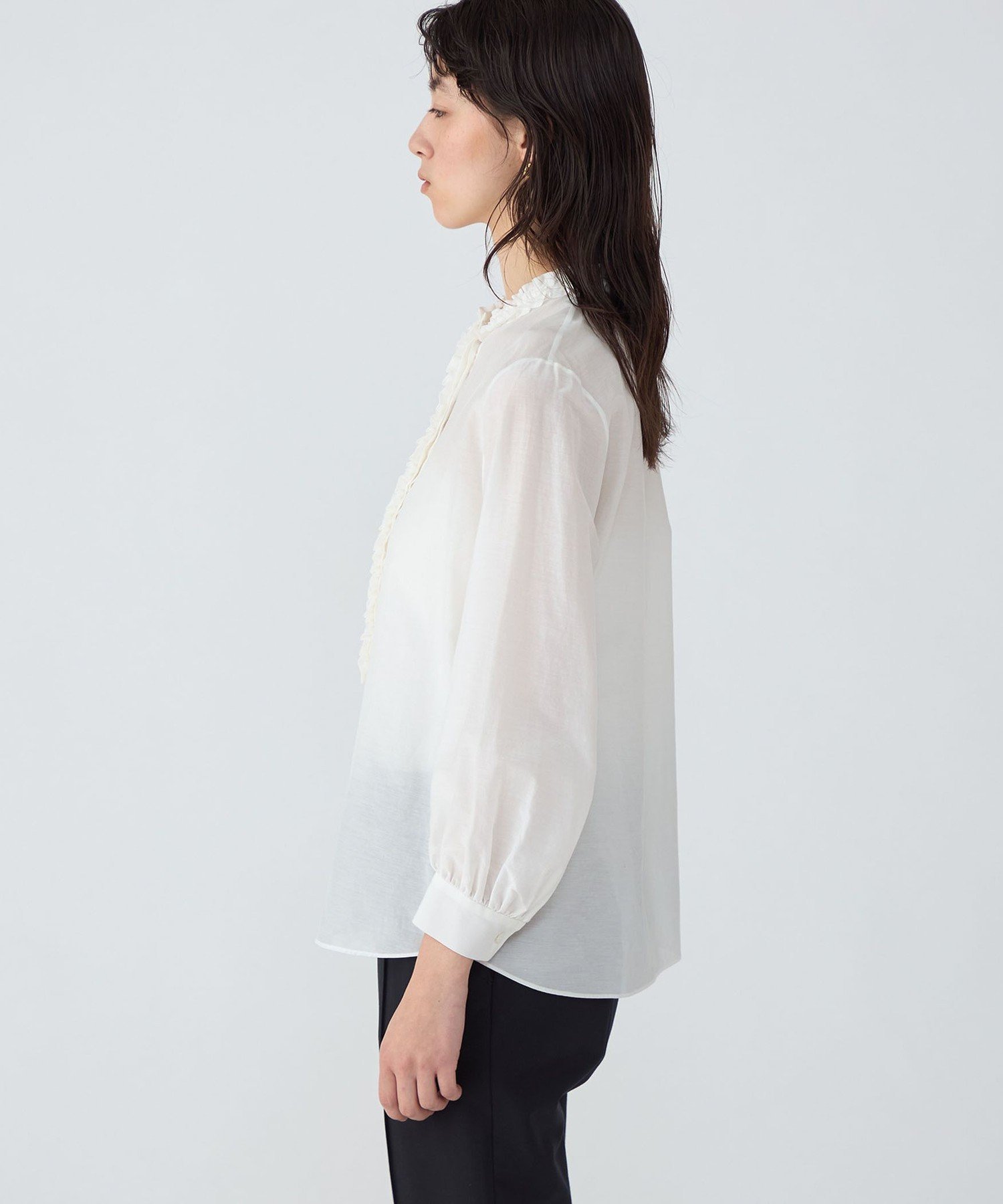 TOMORROWLAND｜コットンシルクオーガンジー フリルブラウス | Rakuten