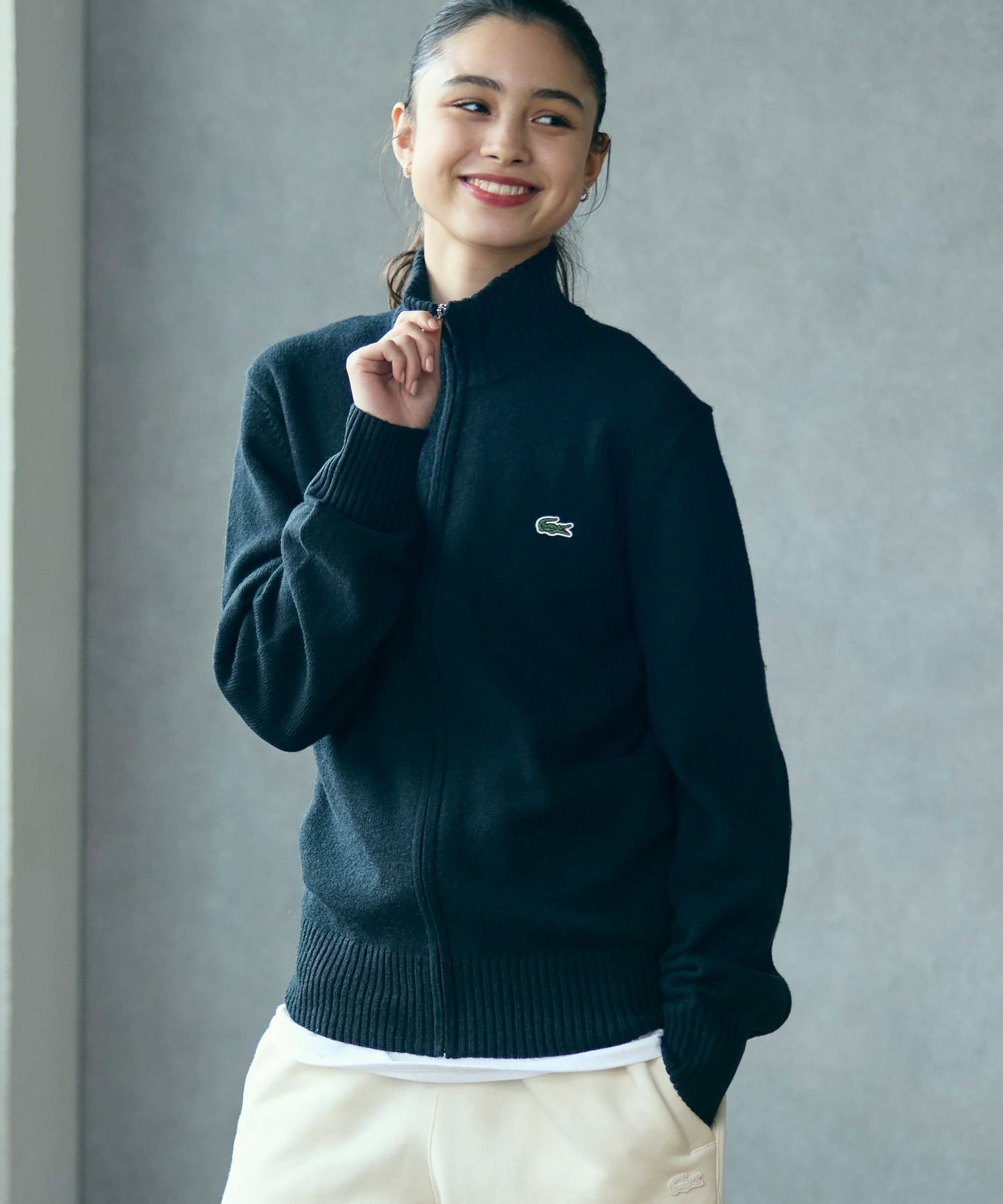 LACOSTE｜ハイネックフルジップ ウールニットセーター / ドライバーズ