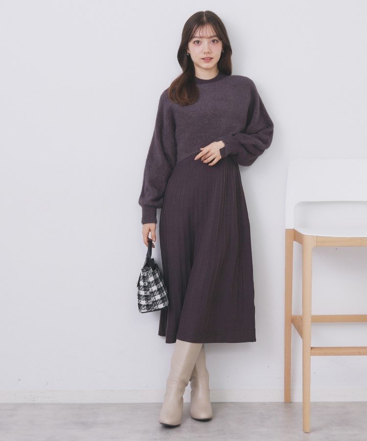 index｜ラメフェザープルオーバーセット ニットワンピース【洗濯機OK