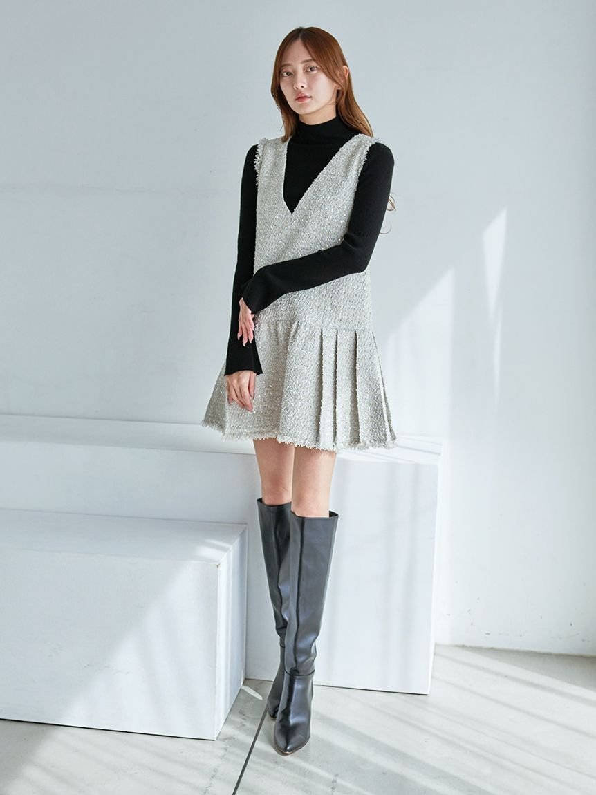 SNIDEL｜Vネックツイードジャンスカ【カンヘウォン着用】 | Rakuten