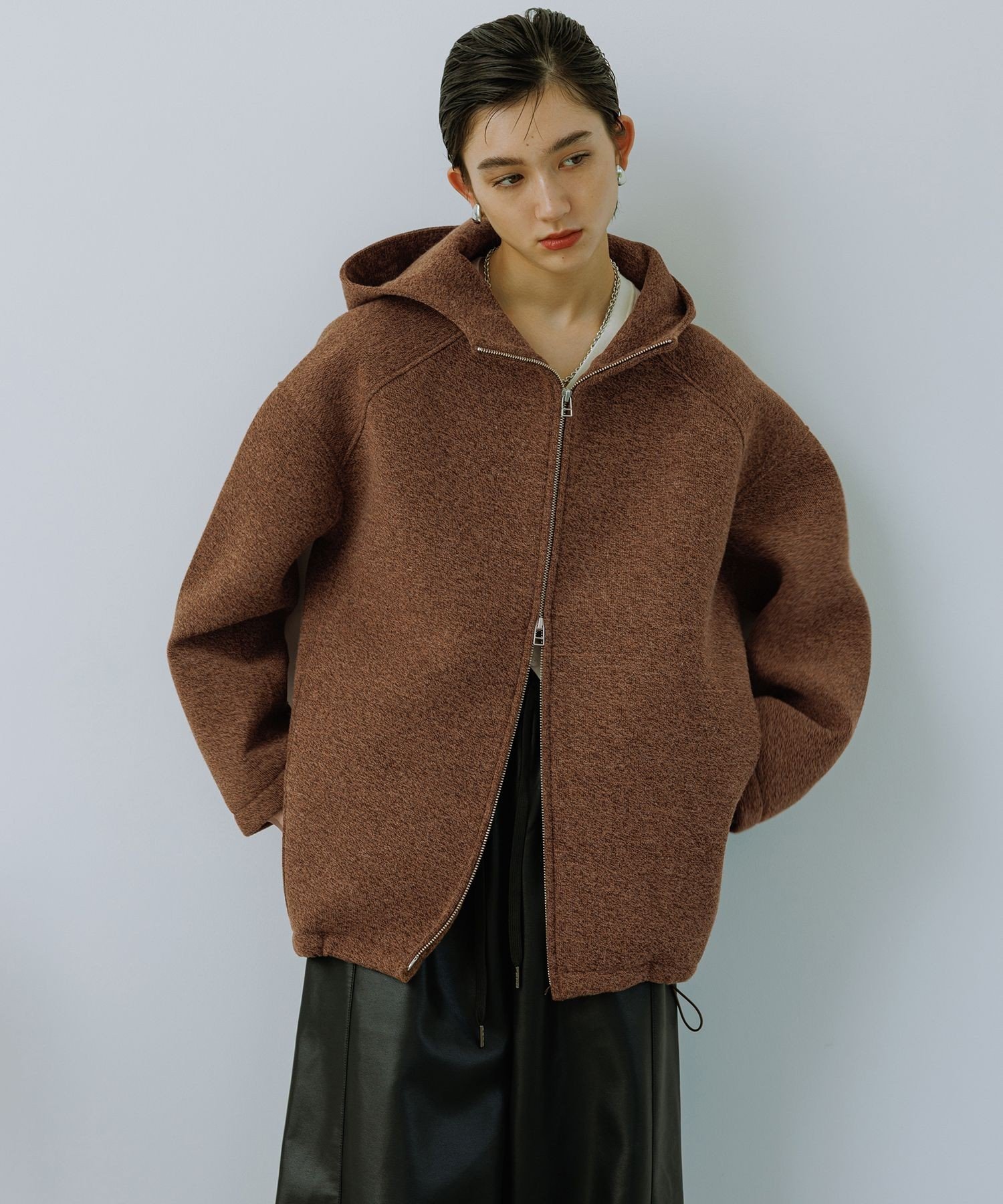 ADAM ET ROPE'｜【WEB限定】メランジボンディングフーディーブルゾン