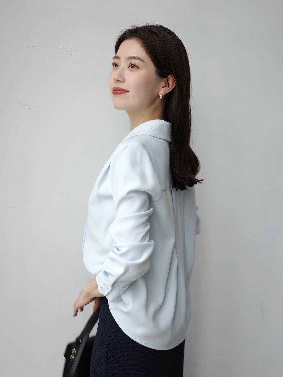 anuans｜ダブルサテンショールカラーブラウス | Rakuten Fashion(楽天