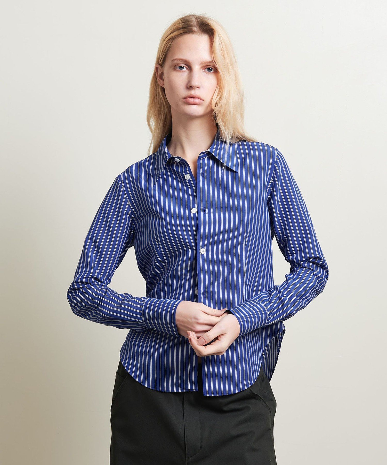 即日発送可＜ATTISESSION＞コットン ストライプ スリム シャツ ATTISESSION＞コットン ストライプ スリム シャツ